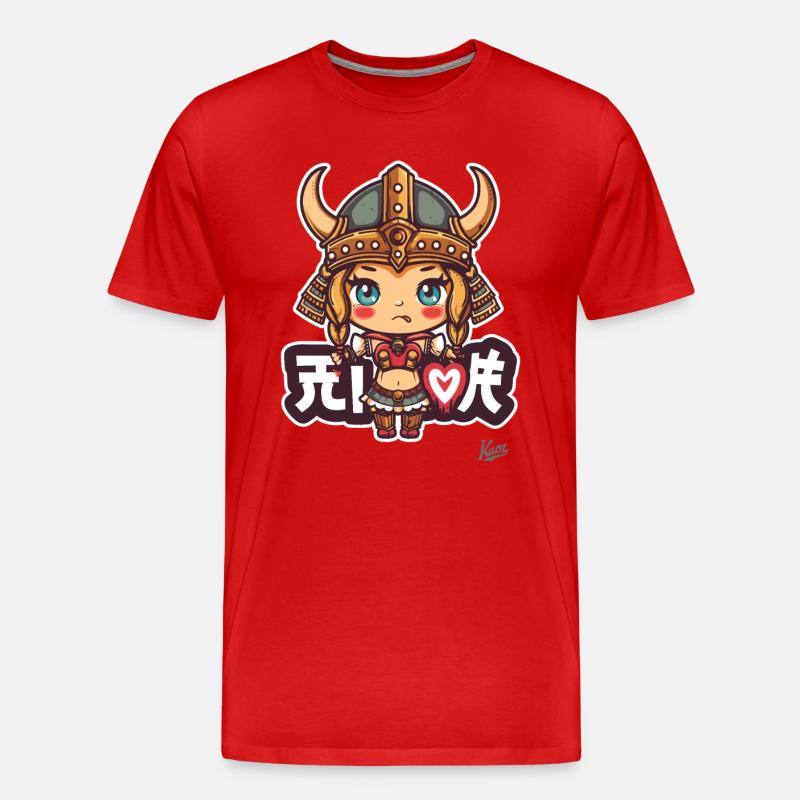 süßes chibi Barbaren Wikinger Mädchen - Männer Premium Bio T-Shirt - Rot