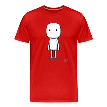 Marshmallow Kerl: Der Strichmännchen-Kumpel - Männer Premium Bio T-Shirt - Rot - Vorne - Damien (186cm)