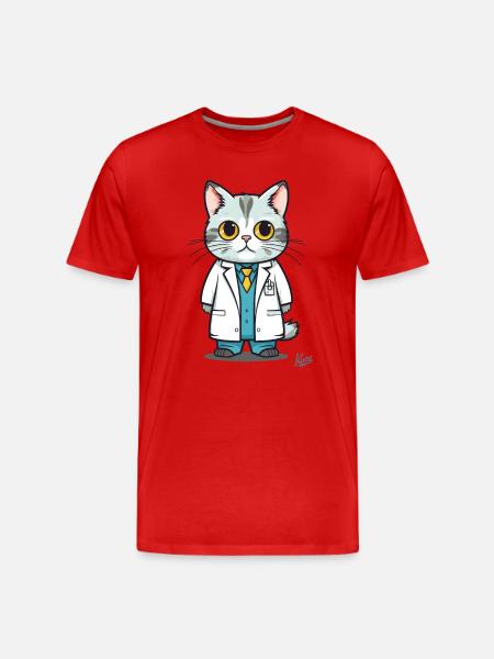 The cute, funny and clueless cat doctor - Men's Premium Organic T-Shirt - red