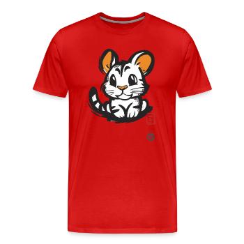 Niedliche Maus-Tiger-Katze - Männer Premium Bio T-Shirt - Rot - Vorne - Damien (186cm)