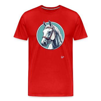 Ein Schimmel, ein weißes Pferd - Männer Premium Bio T-Shirt - Rot - Vorne - Damien (186cm)