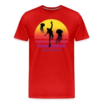 Diving Diving Ladies Scuba Diving Scuba Divers - Men's Premium Organic T-Shirt - red - Front - Damien (186cm)