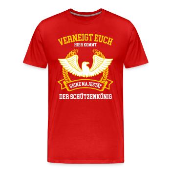 Verneigt Euch Hier Kommt Majestät Schützenkönig - Männer Premium Bio T-Shirt - Rot - Vorne - Damien (186cm)