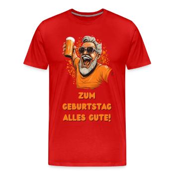 Chemise d’anniversaire festive « Cheers to Years » - T-shirt bio Premium Homme - rouge - Devant - Damien (186cm)