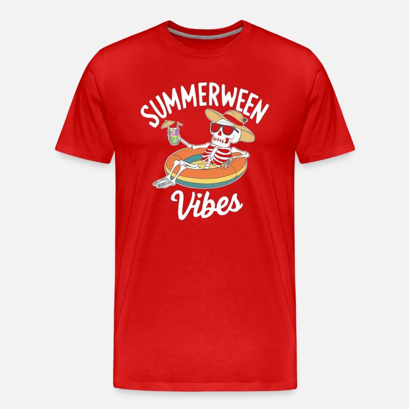 Summerween Vibes Skelett - Männer Premium Bio T-Shirt - Rot