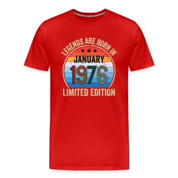 Legends Are Born In January 1976 Limited Edition - Männer Premium Bio T-Shirt - Rot - Vorne - Damien (186cm)