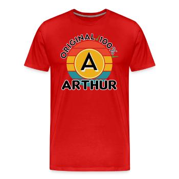 Arthur - Männer Premium Bio T-Shirt - Rot - Vorne - Damien (186cm)