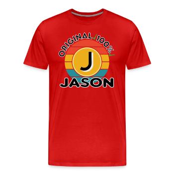 Jason - Männer Premium Bio T-Shirt - Rot - Vorne - Damien (186cm)