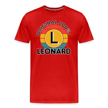 Leonard - Männer Premium Bio T-Shirt - Rot - Vorne - Damien (186cm)