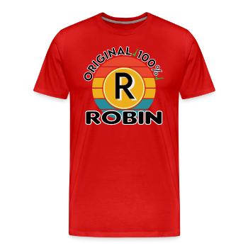 Robin - Männer Premium Bio T-Shirt - Rot - Vorne - Damien (186cm)