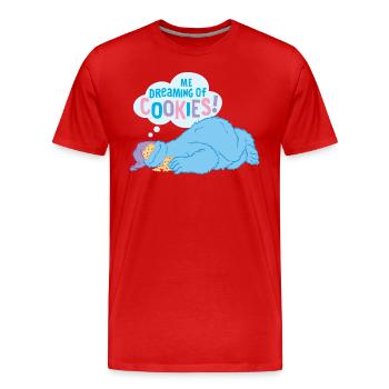 Sesamstraße Krümelmonster Traum über Kekse - Männer Premium Bio T-Shirt - Rot - Vorne - Damien (186cm)
