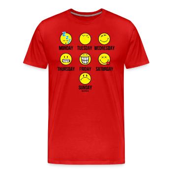 SmileyWorld Emotionen An Den Wochentagen - Männer Premium Bio T-Shirt - Rot - Vorne - Damien (186cm)