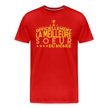 Soeur la meilleure soeur cadeau pour soeur ! - T-shirt bio Premium Homme - rouge - Devant - Damien (186cm)