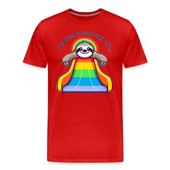 LGBTQ Pride Sloth Rainbow Slide - Men's Premium Organic T-Shirt - red - Front - Damien (186cm)