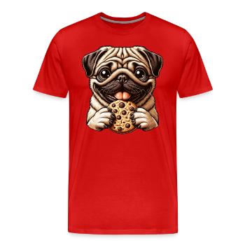 Drôle Carlin, Biscuits, Dessert, Dessert - T-shirt bio Premium Homme - rouge - Devant - Damien (186cm)