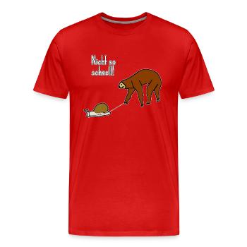 Funny sloth slowly chilling relaxed - Men's Premium Organic T-Shirt - red - Front - Damien (186cm)