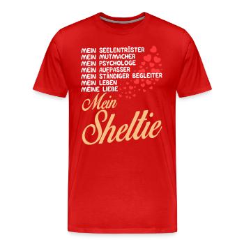 Sheltie - Mein - Männer Premium Bio T-Shirt - Rot - Vorne - Damien (186cm)