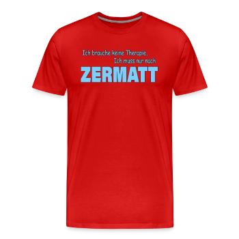 Therapie ZERMATT - Männer Premium Bio T-Shirt - Rot - Vorne - Damien (186cm)