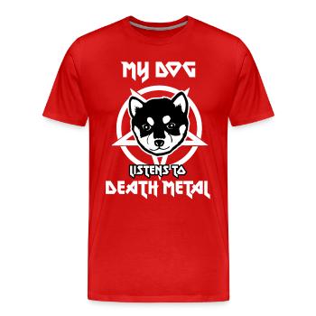 Dog Death Metal - Männer Premium Bio T-Shirt - Rot - Vorne - Damien (186cm)