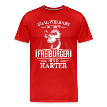 FREIBURGER - sind härter! - Männer Premium Bio T-Shirt - Rot - Vorne - Damien (186cm)