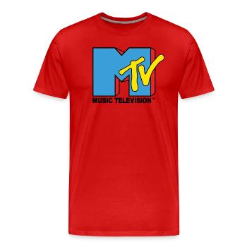 MTV Music Television Logo Classique - T-shirt bio Premium Homme - rouge - Devant - Damien (186cm)