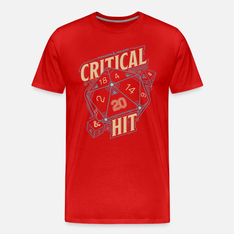 Dungeons And Dragons D20 Dice Critical Hit - Maglietta ecologica premium da uomo - rosso