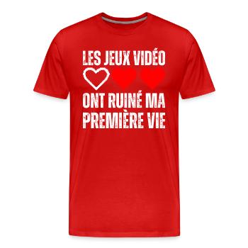 Les Jeux Vidéos Ont Ruiné Ma Vie Gamer Geek Gaming - T-shirt bio Premium Homme - rouge - Devant - Damien (186cm)