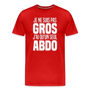 Je Ne Suis Pas Gros Ventre Homme Gros Bide Humour - T-shirt bio Premium Homme - rouge - Devant - Damien (186cm)