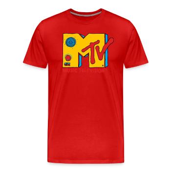 MTV Music Television Radio Logo - Men's Premium Organic T-Shirt - red - Front - Damien (186cm)