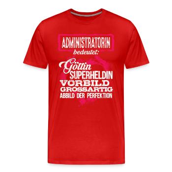 ADMINISTRATORIN - Duden - Männer Premium Bio T-Shirt - Rot - Vorne - Damien (186cm)