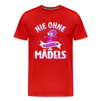 Frauen Mädels Freundinnen Feier - Männer Premium Bio T-Shirt - Rot - Vorne - Damien (186cm)