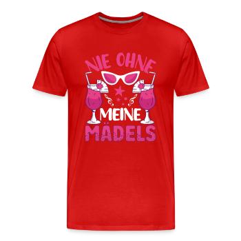 Mädels es eskalier eh nicht alleine - Männer Premium Bio T-Shirt - Rot - Vorne - Damien (186cm)