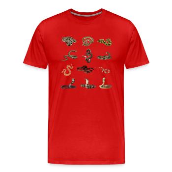 Verschiedene Schlangenarten - Männer Premium Bio T-Shirt - Rot - Vorne - Damien (186cm)