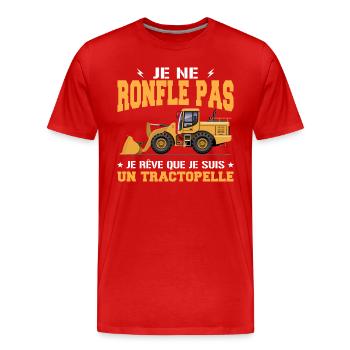 Baumaschine Baggerlader Schnarcher - Männer Premium Bio T-Shirt - Rot - Vorne - Damien (186cm)