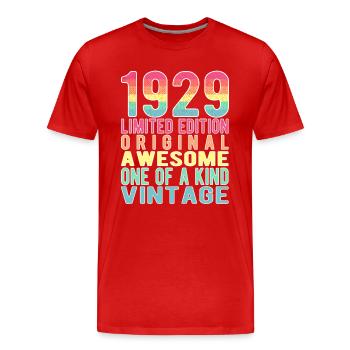 Limited Edition seit 1929 Geburtstag Vintage 1929 - Männer Premium Bio T-Shirt - Rot - Vorne - Damien (186cm)