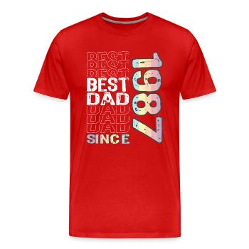 Bester Papa der Welt seit 1987 Vatertag - Männer Premium Bio T-Shirt - Rot - Vorne - Damien (186cm)