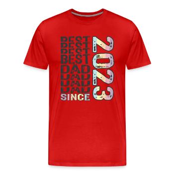 Meilleur papa du monde depuis la fête des pères 2023 - T-shirt bio Premium Homme - rouge - Devant - Damien (186cm)