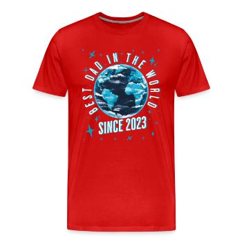 Bester Papa der Welt seit 2023 Geschenkidee - Männer Premium Bio T-Shirt - Rot - Vorne - Damien (186cm)