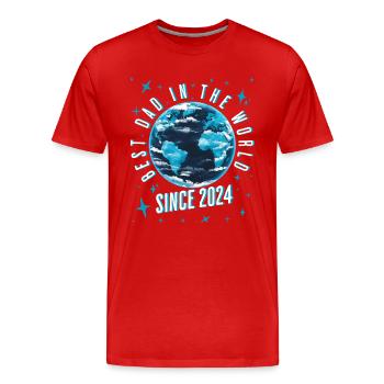 Best dad in the world since 2024 gift idea - Men's Premium Organic T-Shirt - red - Front - Damien (186cm)