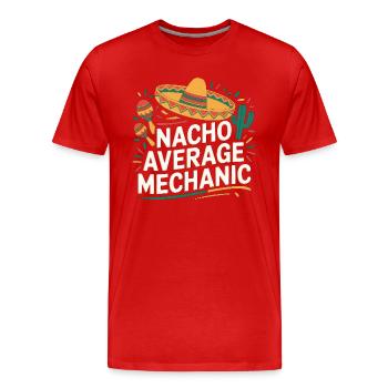 Nacho Average Mechanic - Men's Premium Organic T-Shirt - red - Front - Damien (186cm)