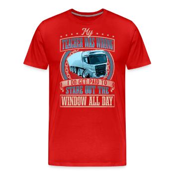 Truck Driver - Men's Premium Organic T-Shirt - red - Front - Damien (186cm)
