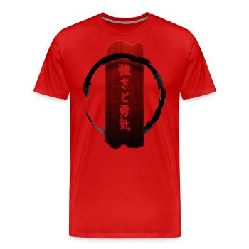 Japanisches Banner der Tapferkeit: Stärke und Mut - Männer Premium Bio T-Shirt - Rot - Vorne - Damien (186cm)