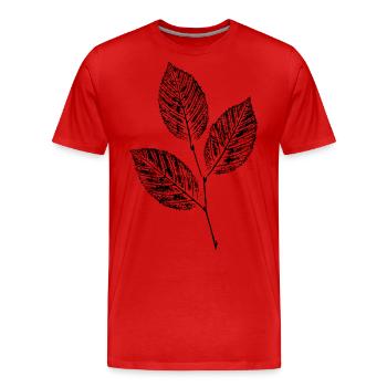 Leaves Beech Branch / Nature & Forest - BOTANICAL - Men's Premium Organic T-Shirt - red - Front - Damien (186cm)