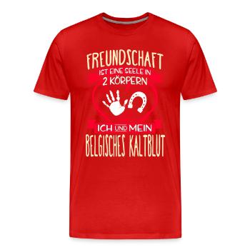 BELGISCHES-KALTBLUT - 3 - Männer Premium Bio T-Shirt - Rot - Vorne - Damien (186cm)