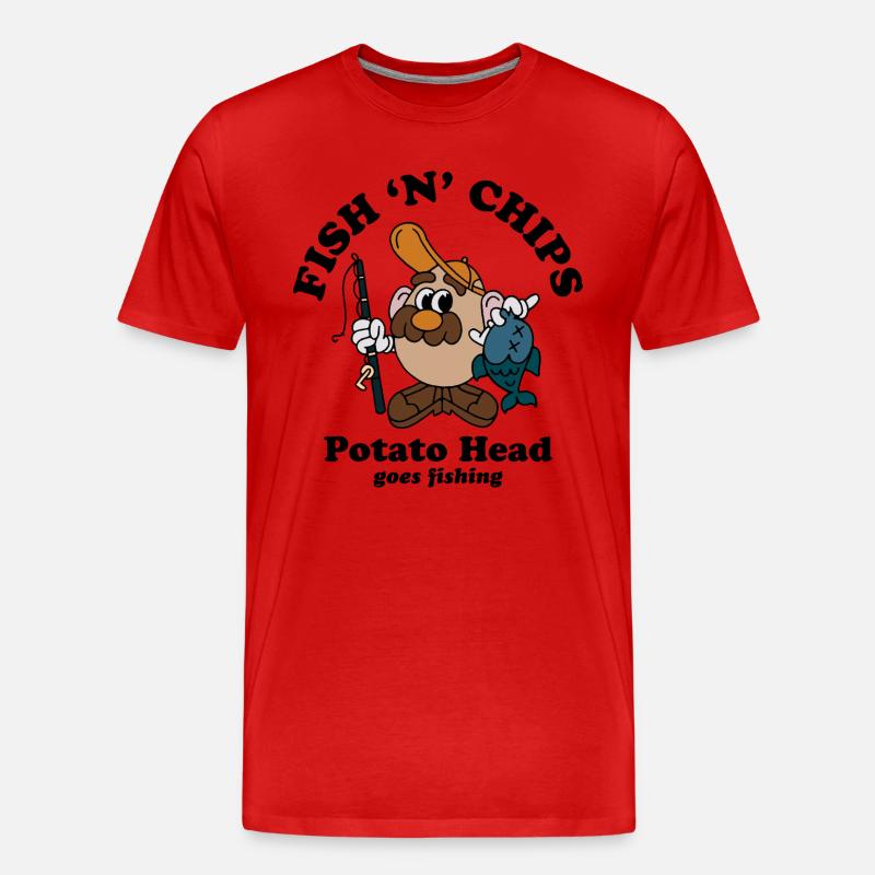 Mr. Testa di patata Fish "N" Chips - Maglietta ecologica premium da uomo - rosso