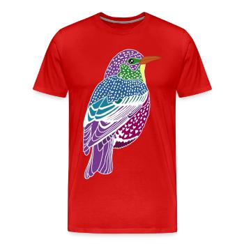 Multicolored bird - Men's Premium Organic T-Shirt - red - Front - Damien (186cm)