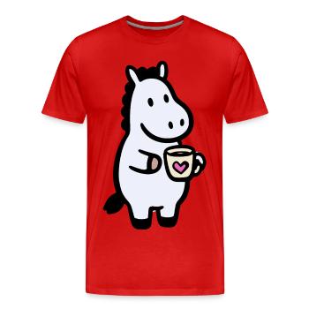 HerzHippo Coffee Companion - Men's Premium Organic T-Shirt - red - Front - Damien (186cm)