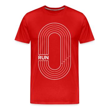 Course à pied - Parcours de course - T-shirt bio Premium Homme - rouge - Devant - Damien (186cm)