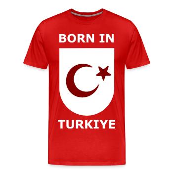 Born in Türkiye Shield - Männer Premium Bio T-Shirt - Rot - Vorne - Damien (186cm)