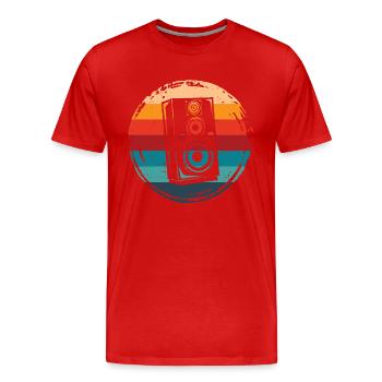 Haut-parleur Retro Grunge Circle - T-shirt bio Premium Homme - rouge - Devant - Damien (186cm)